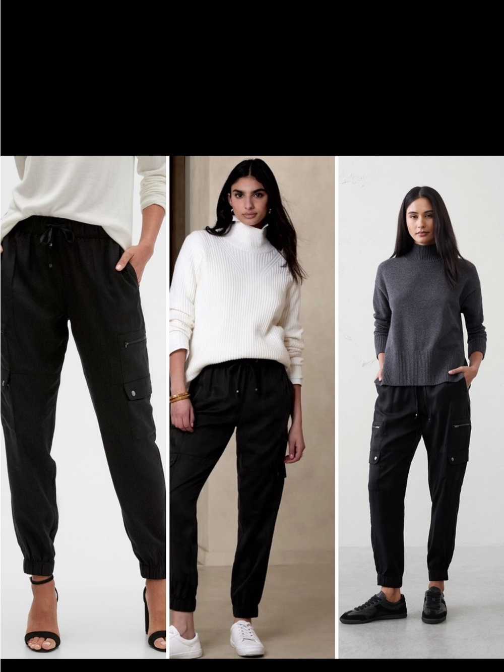 Banana Republic Tencel Cargo Jogger Pants Black Size S Petite